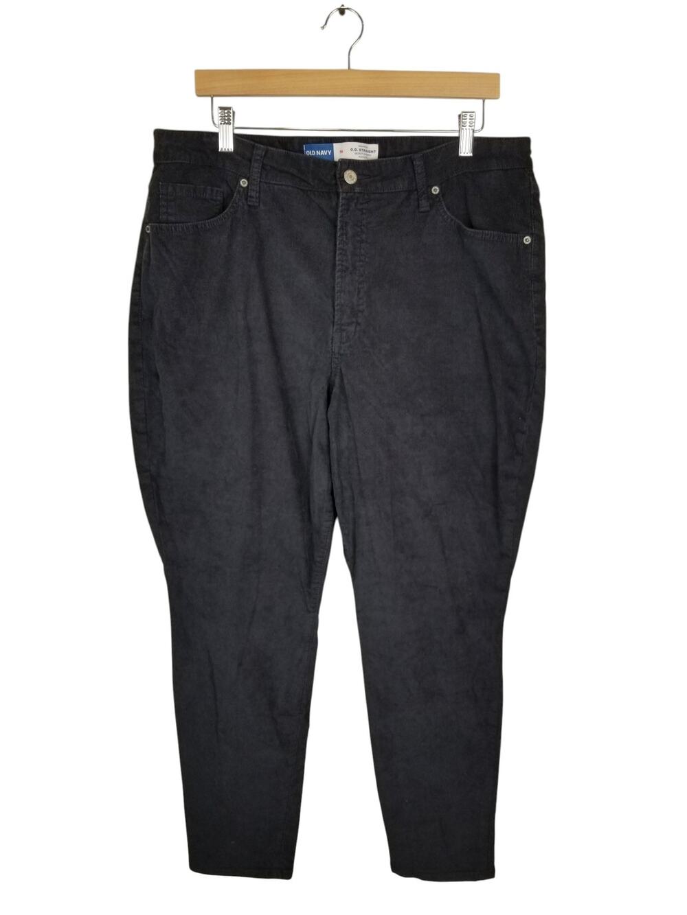 Old Navy Womens High Rise OG Straight Corduroy Pants Jeans Black Size 16